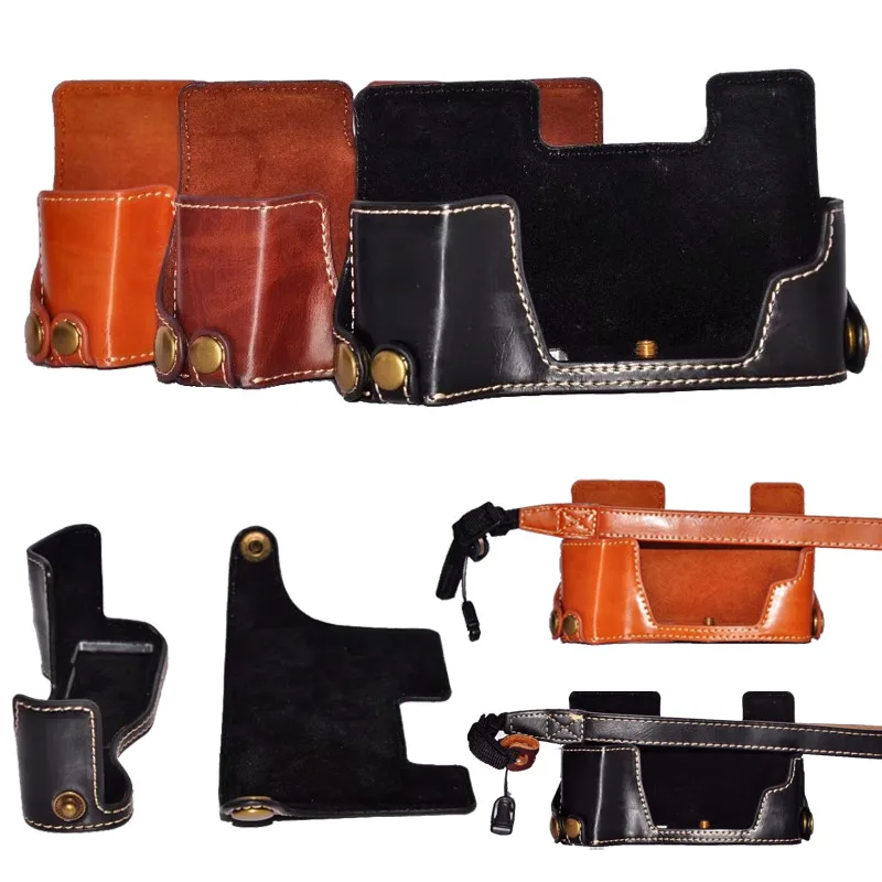 Fotocamera Cuoio Dell'Unità Di Elaborazione Metà Set Per Olympus Om-D Em10 Iii Batteria E-M10 Mark Iii Em10Iii E-M10Iii Apertura