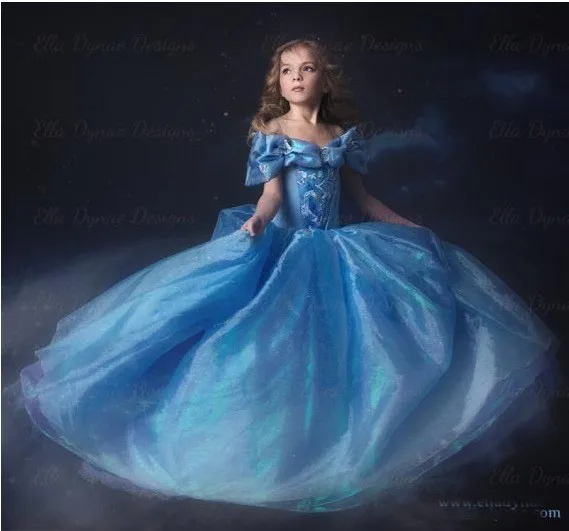 E-babe/ ; Новинка года; летнее голубое платье принцессы Золушки для девочек; детское праздничное платье; Детский карнавальный костюм; 10 шт. в партии