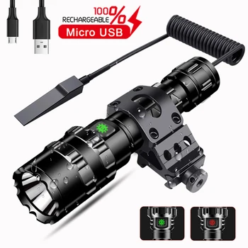 

6000LM LED T6 Tactical Flashlight Super Bright USB Rechargeable Torch Gun clip Hunting light Waterproof for 18650 battery