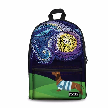 

Customized School Backpack Dachshund Flower Printing Kids Bag Children Backpacks Schoolbag for Girls 17 Inch School Satchel