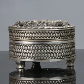 

Chinese Miao Silver Handwork Carving Dragon & lid Incense Burners