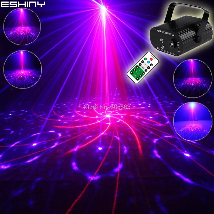 

ESHINY MINI R&B Laser 24 Patterns Projector Blue Led Club Bar DJ Dance Xmas Disco School Home Party Stage Light Show N65T138