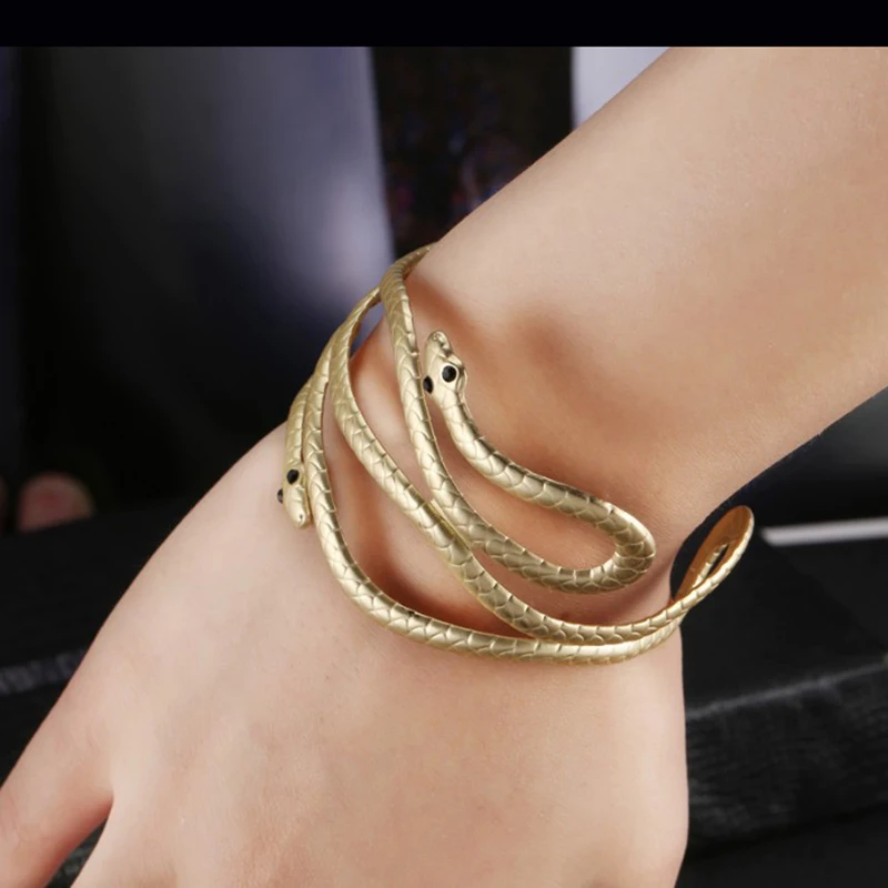 Matte Gold Snake Bracelets & Bangles Armlet Arm Cuff Swirl Open Snake