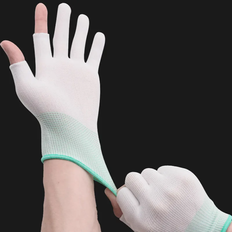 10-pairs-lot-Work-Fingerless-Gloves-Labor-insurance-dust-proof-anti-static-Elastic-Nylon-Working-Gloves
