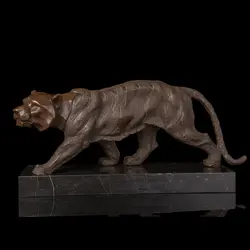 Искусство ремесла медь современный Тигр скульптуры Бронзовая Статуя Статуэтка абстрактный Тигр бронзы с мраморной основой домашний Декор