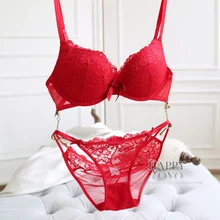 Deep-V Sexy Lace Bra Set Push up Lingerie Women Underwear Sets Intimates Embroidery Floral