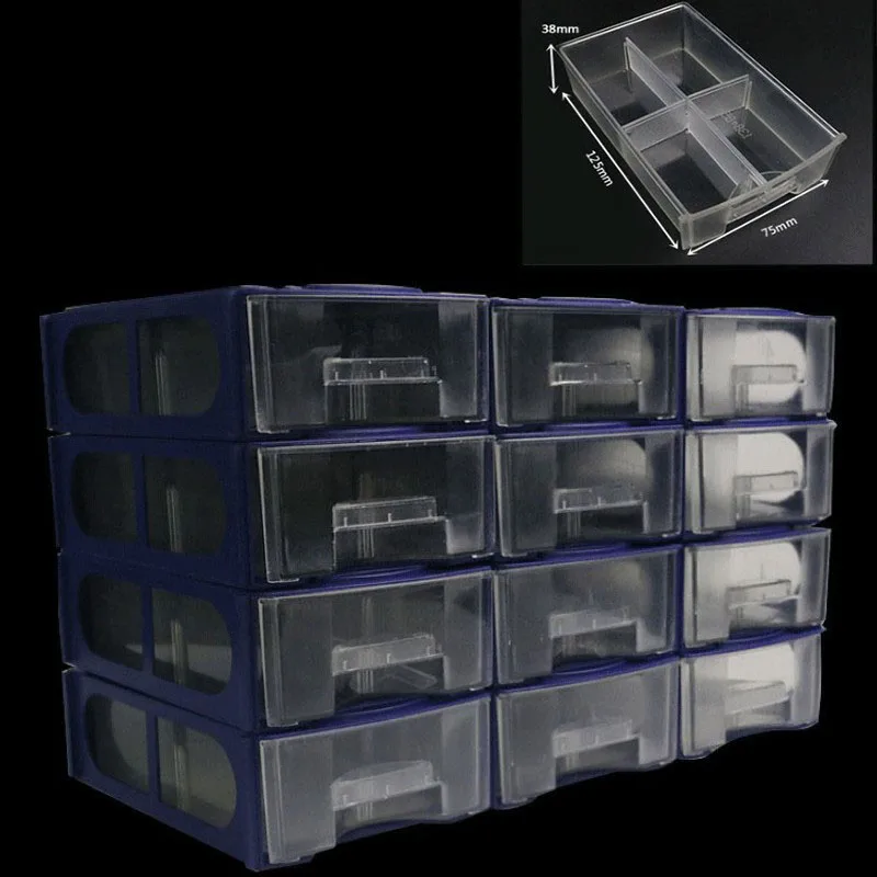 12 unid/set caja de componentes tipo cajón organizadores Caja de Herramientas contenedor Hardware taladro tornillo piezas caja de almacenamiento