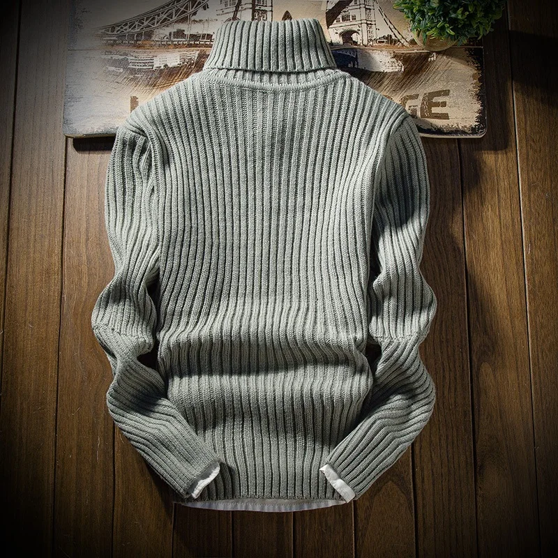 Cena Nowe mody klasyczny golf w jednolitym kolorze sweter mężczyzn zima gruby ciepły sweter mężczyzn Slim Fit Pull Homme