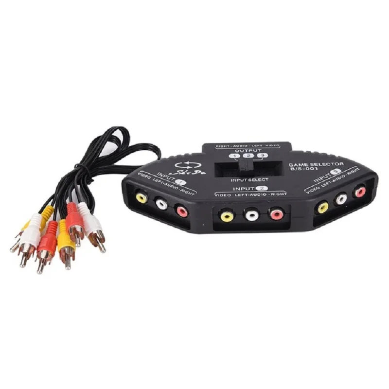 

Tonbux RCA 3-Way Audio Video AV RCA Black Switch Selector Box Composite Splitter with/3 RCA Cable