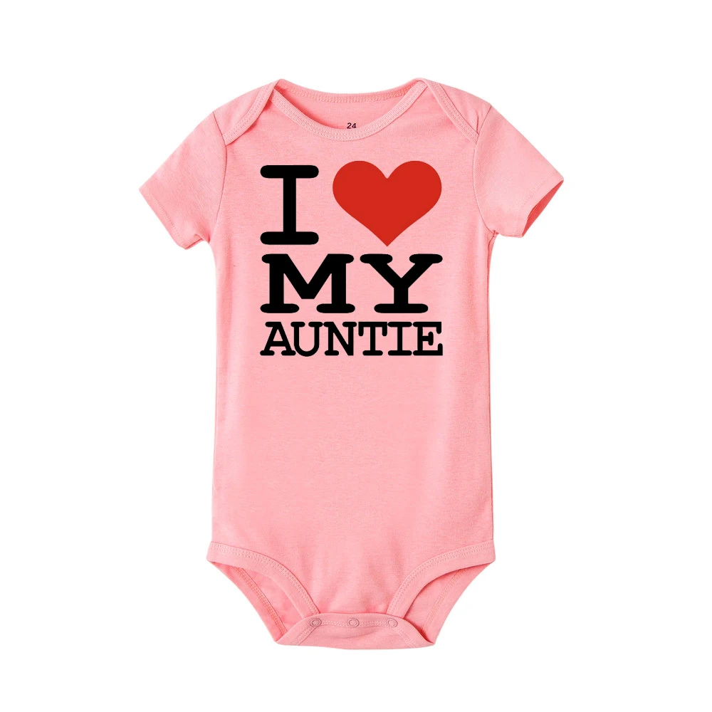 Летний детский комбинезон с надписью «I love my auntie»; хлопковый комбинезон с короткими рукавами для маленьких мальчиков и девочек; цветная летняя одежда для малышей