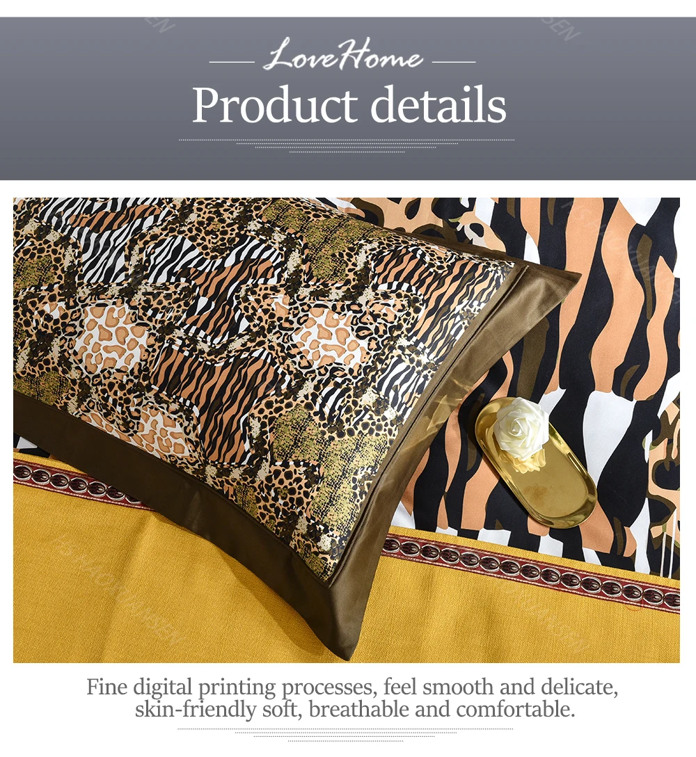Perfect High Quality 100% Cotton 4pcs Bedding Sets Leopard Printed Bed Linen Set Queen King Size Adult Duvet Cover Bed Sheet Set 100S 9