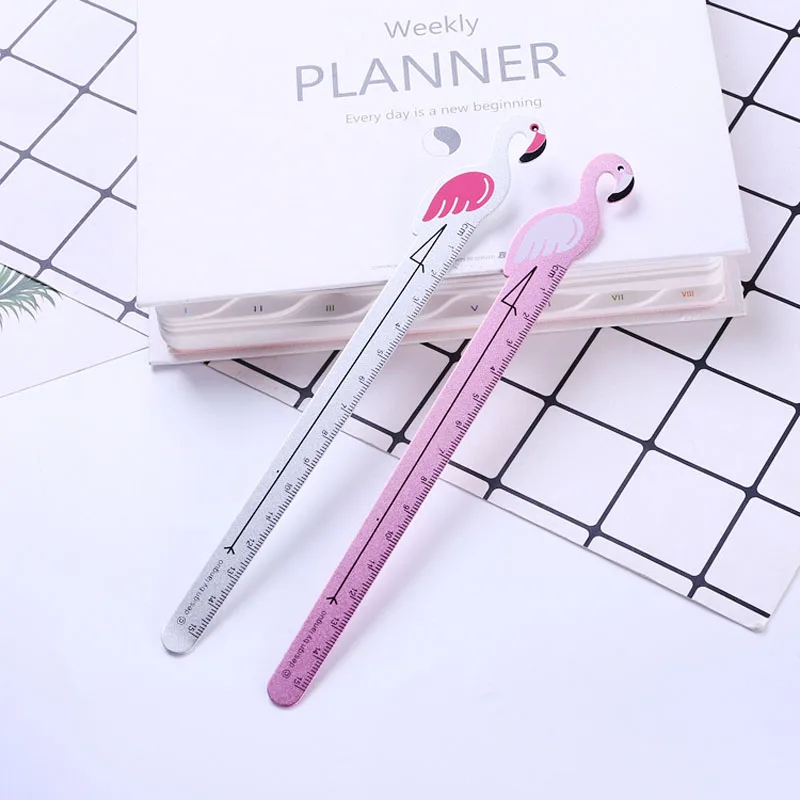 

1PC Kawaii Flamingos Straight Ruler Metal Measure Study Drawing Student Stationery School Office Supply Gift