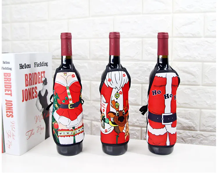 Горячее предложение, креативный Рождественский винный фартук для бутылки, чехлы с забавными буквами, вечерние украшения стола, Рождественский орнамент