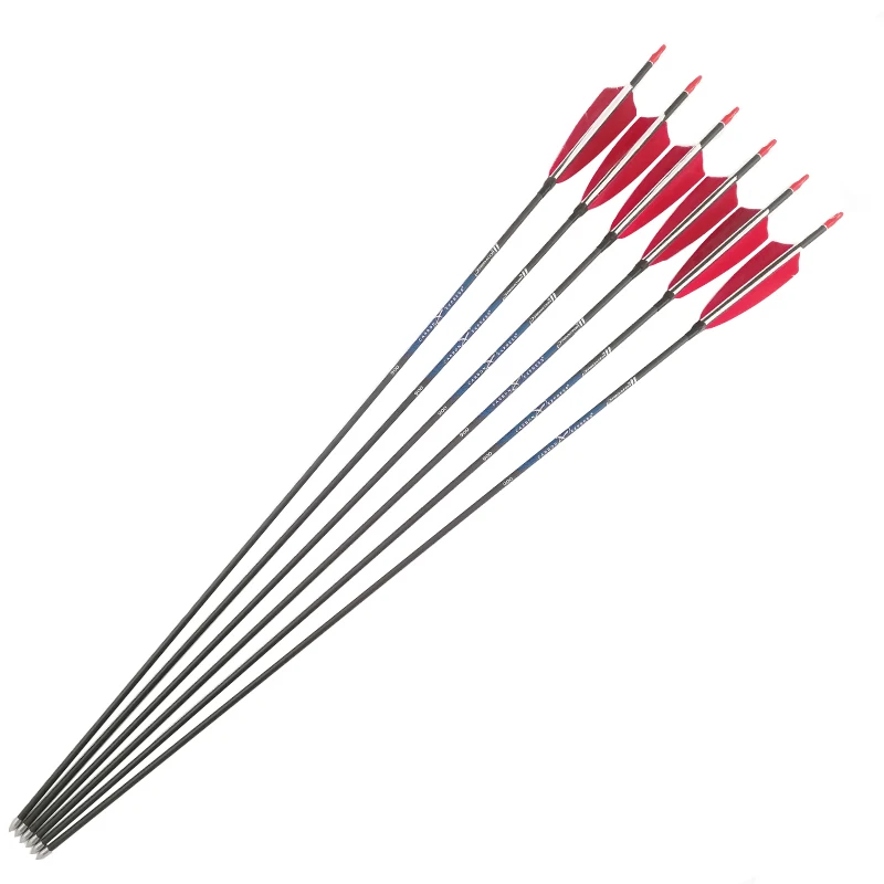 

12Pcs 30'' ID4.2mm Carbon Arrows archery 4Inch Turkey Feather 80gr Point Tips for Recurve compound Bow hunting shooting