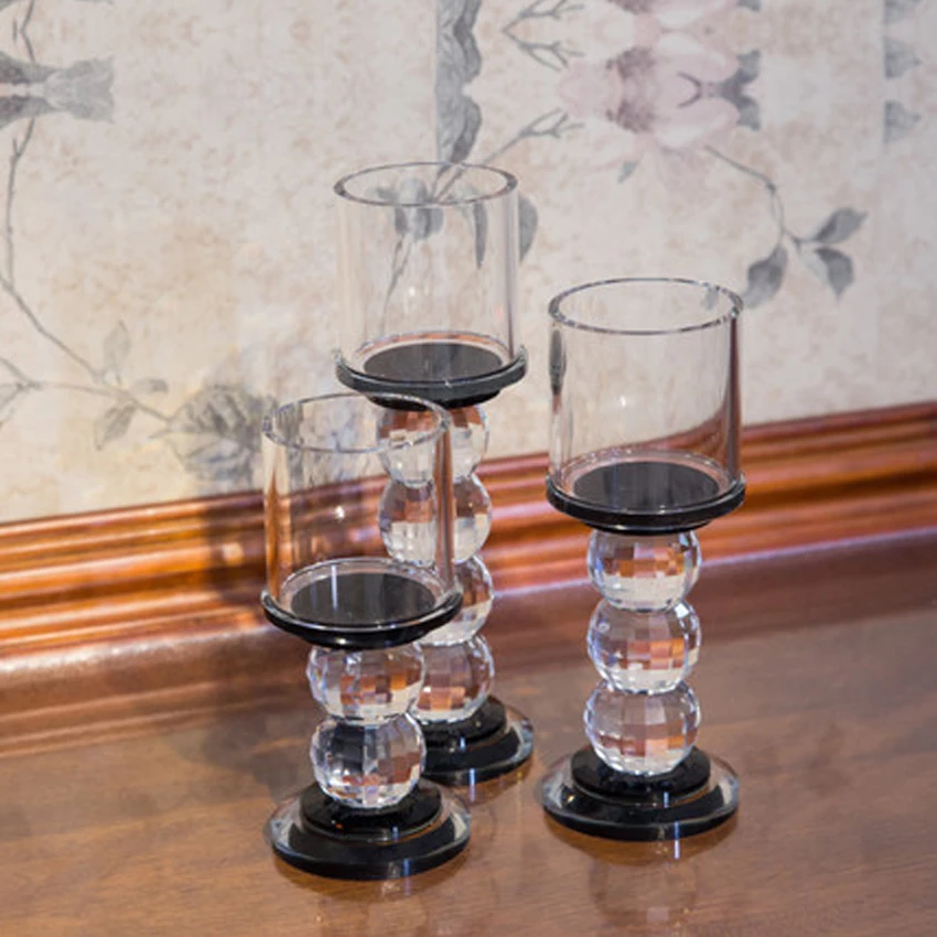 European style Crystal glass candle holders Matching Stick Candle