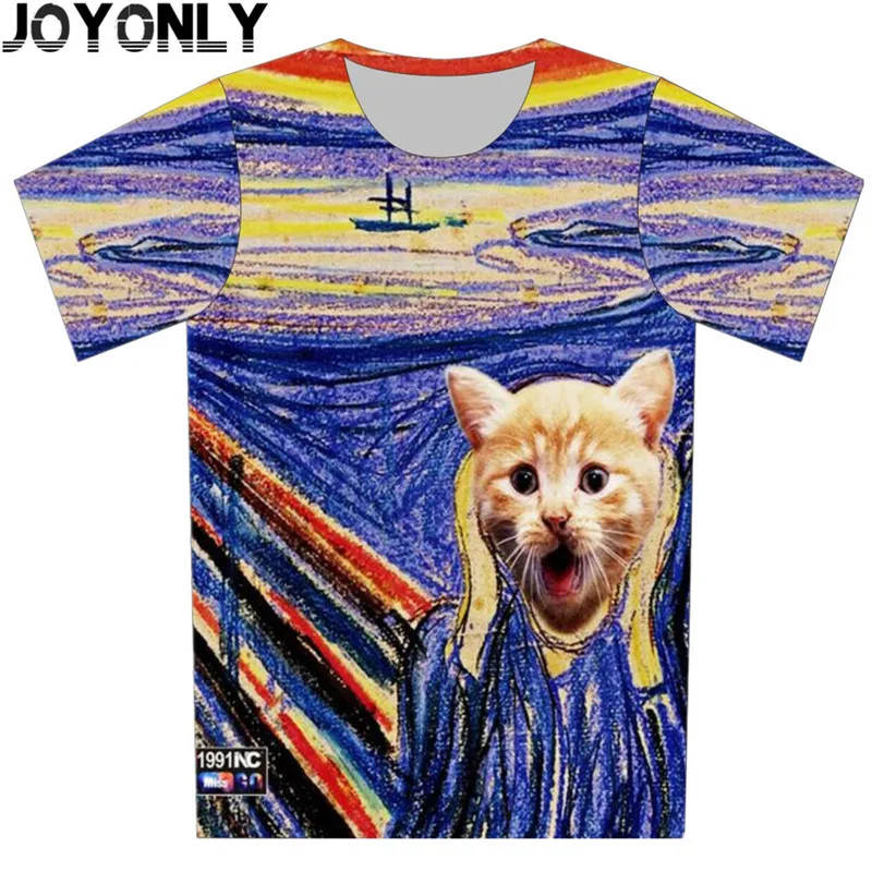 Новинка года, Детская футболка с 3D рисунком брендовые дизайнерские топы для мальчиков и девочек, летняя футболка одежда с принтом в виде кота крутая одежда с короткими рукавами