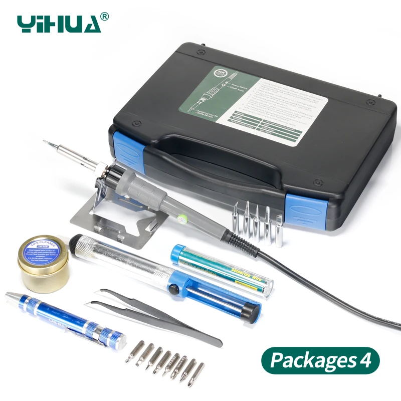 YIHUA 947-II  adjustable soldering iron  with 5 colors optional+portable screwdriver+solder wire+tips+mini soldering iron holder