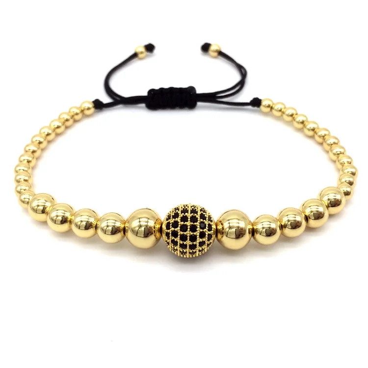 NAIQUBE New Charm Ball Bracelets& Bangles Braiding Macrame Men Bracelets Pave Black CZ Ball Connector Jewelry - Окраска металла: 1