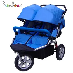 Горячая мама бегущая коляска Babyboom коляска для малышей-близнецов амортизаторы лежа плоская коляска для малышей-близнецов