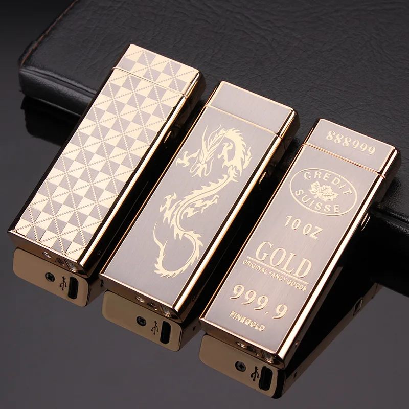 Creative Super Thin Metal Pulsed ARC Electronic Lighter Personality