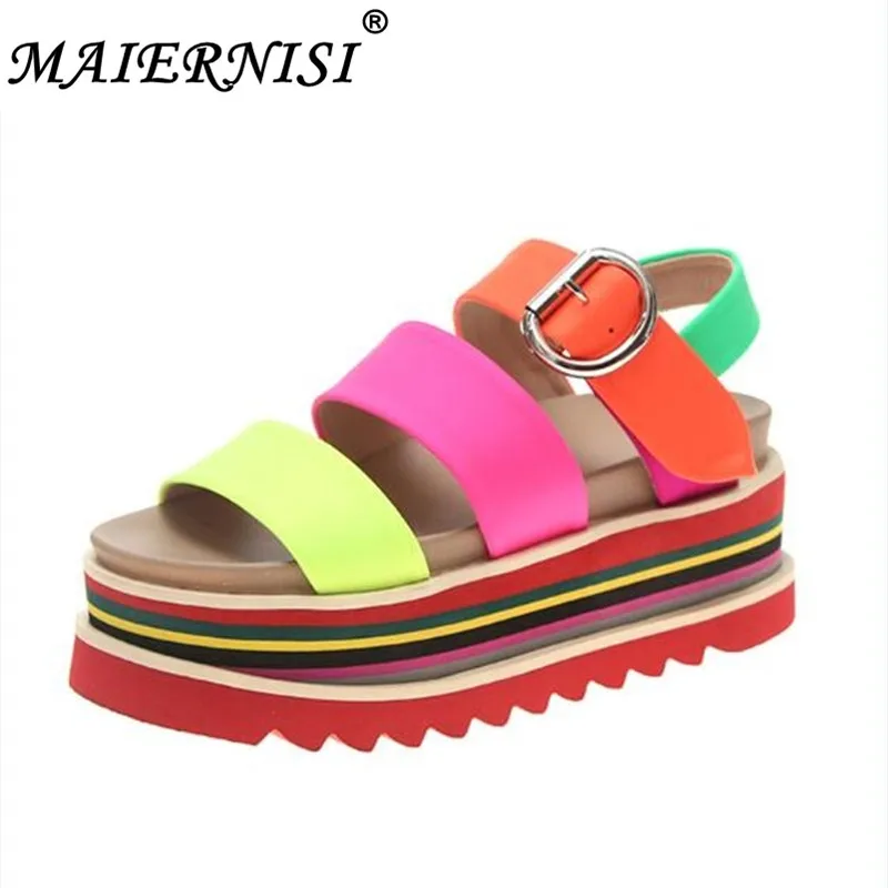 

Chunky Platform Wedge Women Sandals Summer Beach Cross Open Toe Woman Sandalias Breathable Thick Sole Mujer Casual Footwear