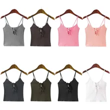 Женская майка с перекрестной шнуровкой спереди бюстье на бретелях укороченный топ на бретельках бюстгальтер Ropa