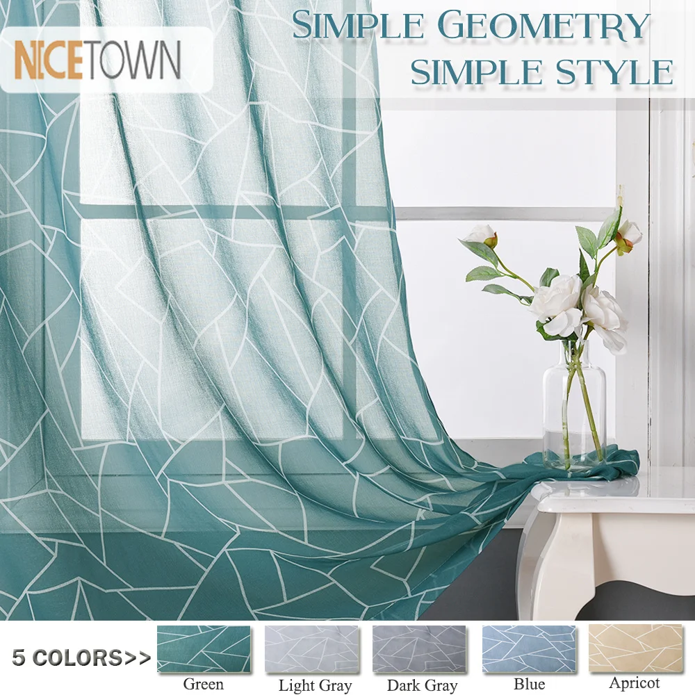 

NICETOWN Voile Sheer Kitchen Window Curtains with Country Style Printed Glass Cullet Design, Durable and Sturdy Sheer Curtain