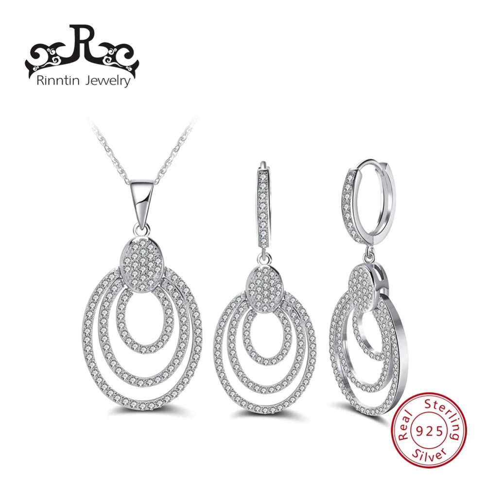 Belle blanc topaz Set 925 Argent Sterling Collier Pendentif Boucles D/'oreilles Anneau