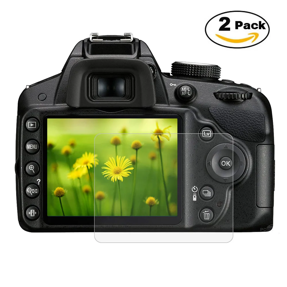

Screen Protector 2 Pack Camera Anti-scratch Tempered Glass Screen Protector for Nikon D3200 D3400 D3300 D3100 DSLR Camera A.9