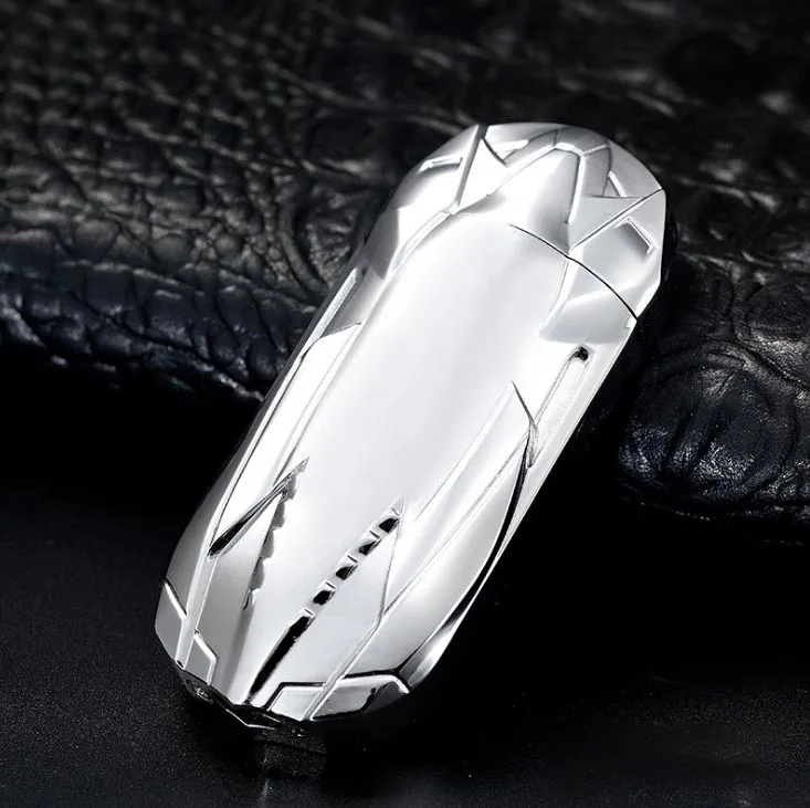 Sportscar форма вольфрама турбо USB Зажигалка перезаряжаемая электрическая ветрозащитная Зажигалка Бесплатный лазерный логотип - Цвет: silver