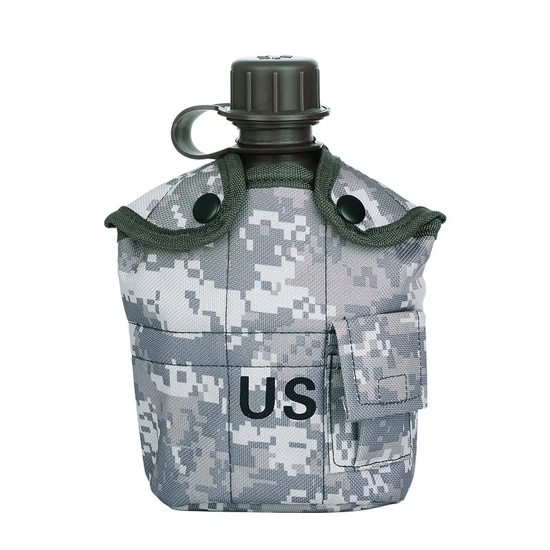 

Camouflage 1L Outdoor Water Kettle Set Nylon Travel Bag Aluminum Lunch Box Kits