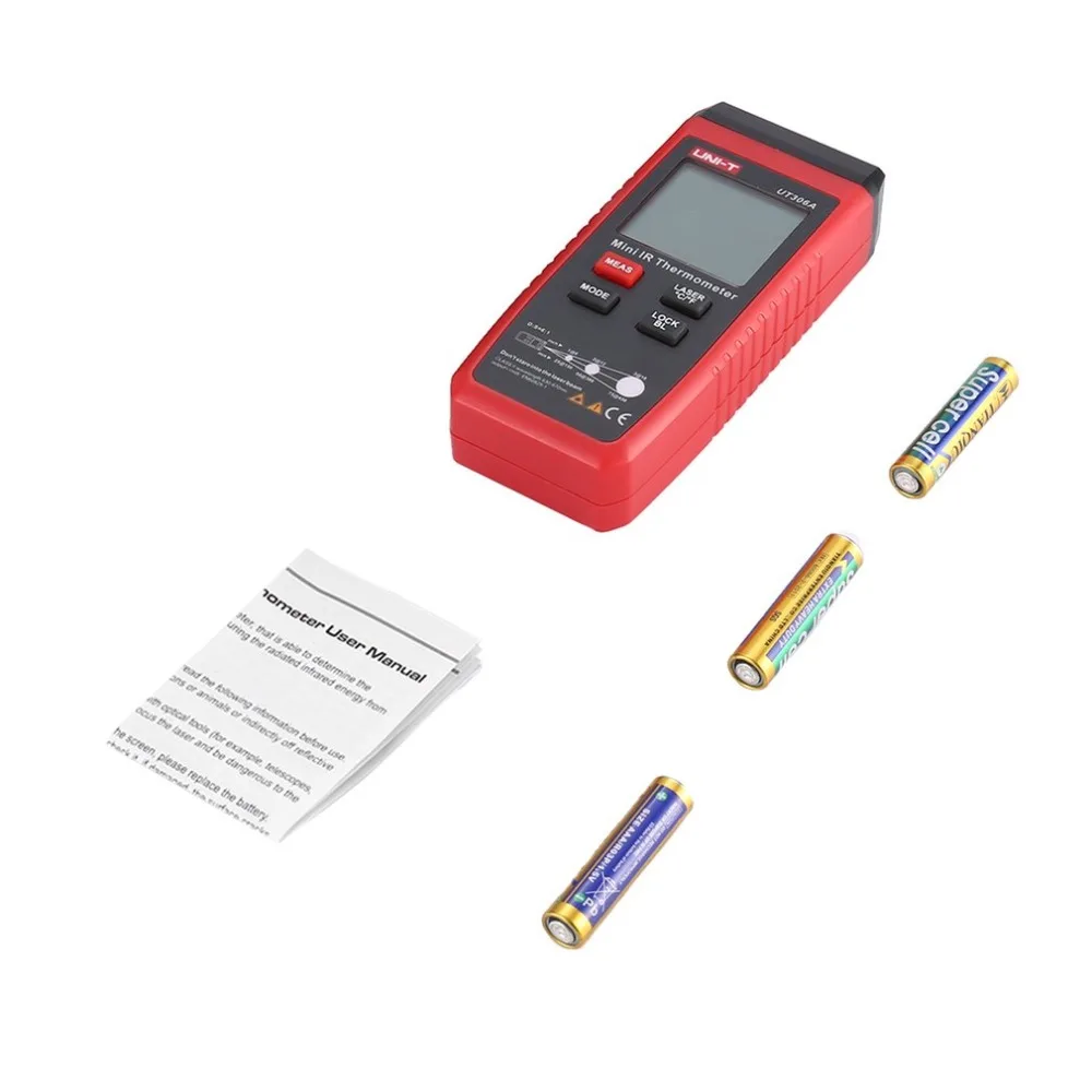

UNI-T UT306A Mini Digital LCD Infrared Thermometer Temperature Meter C/F Pyrometer Red Laser Non-Contact IR Industrial