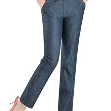 Женские весенние брюки большого размера d с высокой эластичной резинкой на талии, свободные брюки длиной до щиколотки, женские прямые тонкие джинсы из тенсельной ткани больших размеров, женские джинсы