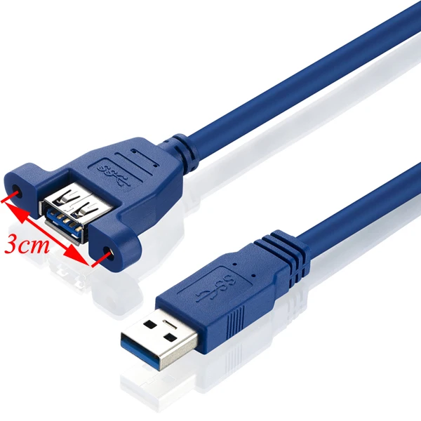 Bochara USB 3,0 кабель-удлинитель папа-мама двойной экранированный(фольга+ оплетка) с винтовым креплением на панель 24AWG+ 28AWG - Цвет: Model 1 Blue