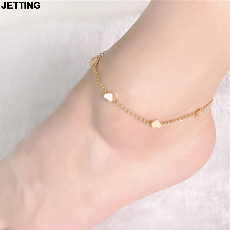 

JETTING Sexy Gold Tone Love Heart Foot jewelry heart anklets for women girl New Fashion jewelry Chain