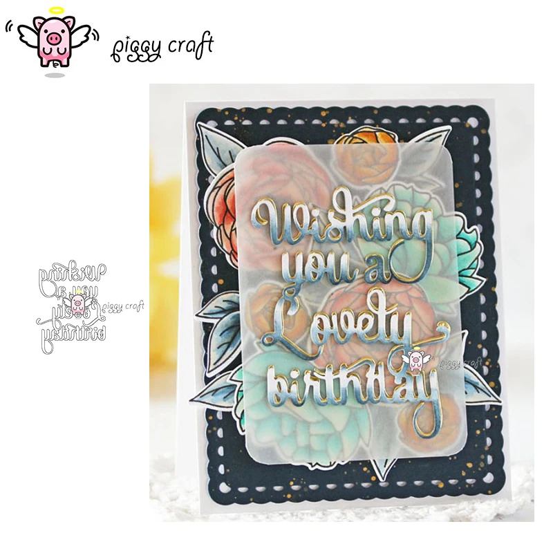 

Piggy Craft metal cutting dies cut die mold Birthday greeting letter Scrapbook paper craft knife mould blade punch stencils die