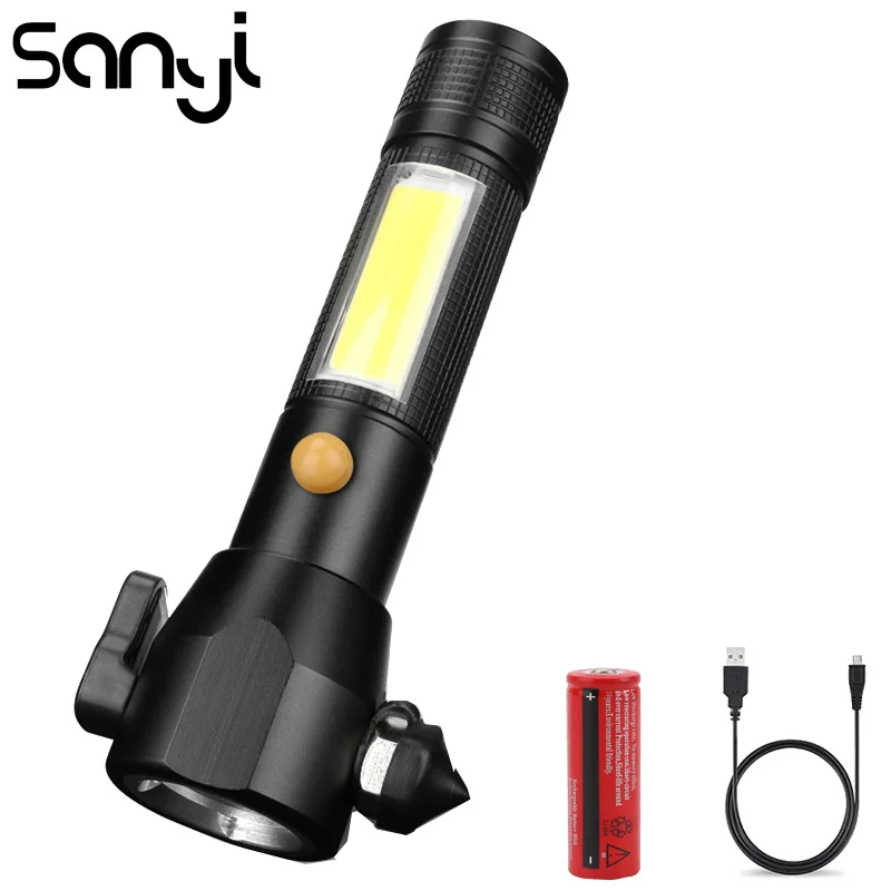 

SANYI T6 Magnet Flashlight Torch 5 Modes LED Rechargeable Light Power by 18650 Battery 30000LM Working Lamp with Safety cutter