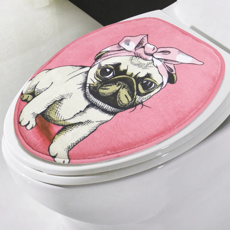 Kaufen Einfache Nette Hund Muster 2 Pcs Bad Matte Set Wc Teppich Anzug WC Matte U Form Nicht Slip Bad teppich Teppiche tapete banheiro