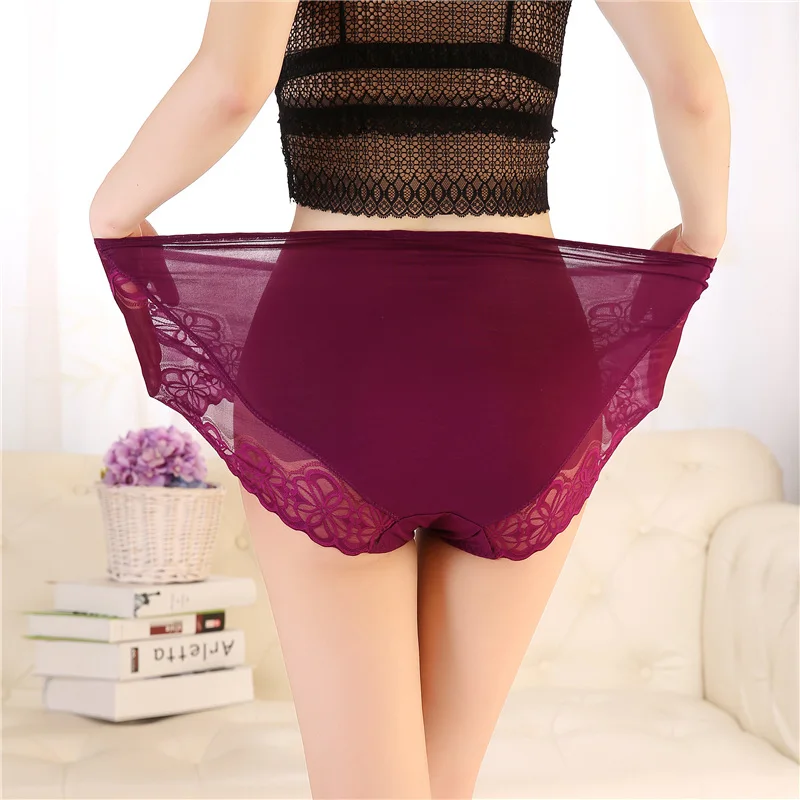 6XL Panties Women Plus Size Sexy Lace Transparent Super Large Briefs High Quality Underwear Female Seamless Panties 00 (3)