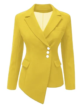 

New Fashion 2019 Designer Blazer Jacket Women's Single Breasted Asymmetric Length Long Sleeve Autumn Outerwear Coats Size S-XXXL