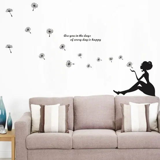 bh 23 modern diy remobalbe dandelion wall sticker for tile metal