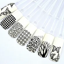 108 шт. Высокое качество 3D Дизайн ногтей Наклейки наклейки для ногтей Советы украшения инструмент черный узор Дизайн большой Размеры XL Q004