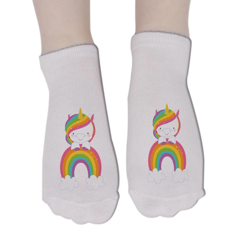 1 пара Мужская мода забавные носки для животных для женщин хлопок с принтом Единорог Летние Короткие Носки Low Cut лодыжки носок 5S-ZWS57
