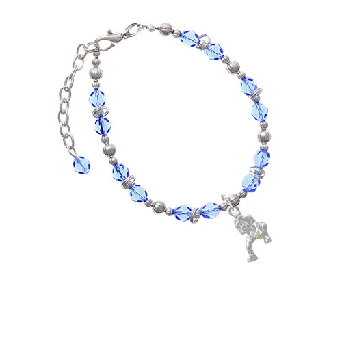 Softball Catcher Light Blue Beaded Bracelet
