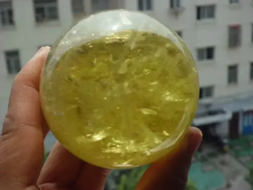 

huij 00614 NATURAL rainbow CITRINE QUARTZ CRYSTAL sphere HEALING China