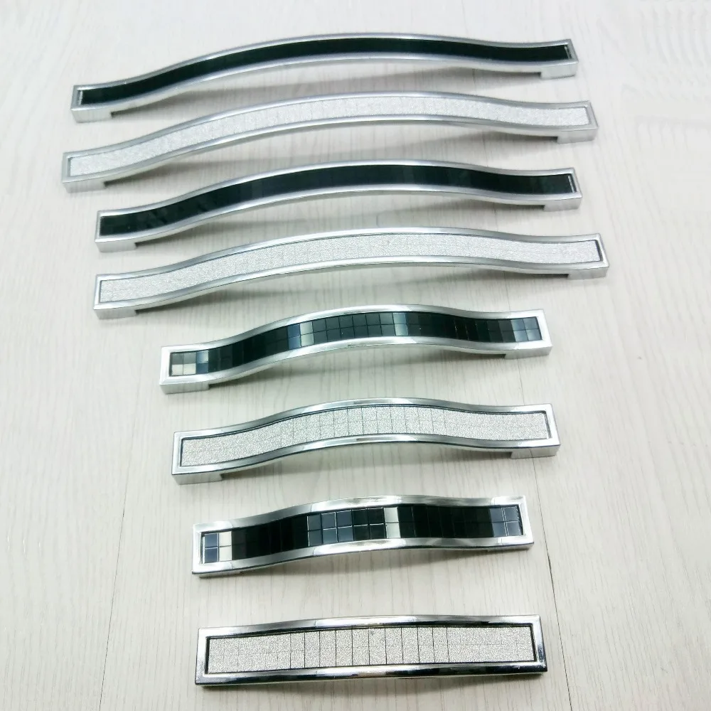 حفرة CC 96/128/160/192/224mm الأبيض/الأسود كريستال الأثاث مقبض مقبض درج المطبخ مجلس الوزراء الباب سحب لل خزانة خزانة