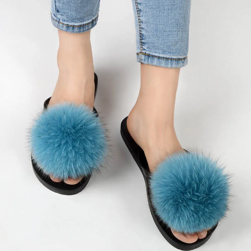 women slippers fox fur pompom (22)