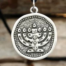 Мода Израиль Menorah ожерелье Бар мицва Кулон медальон иудаизм ювелирные изделия A262 Прямая поставка