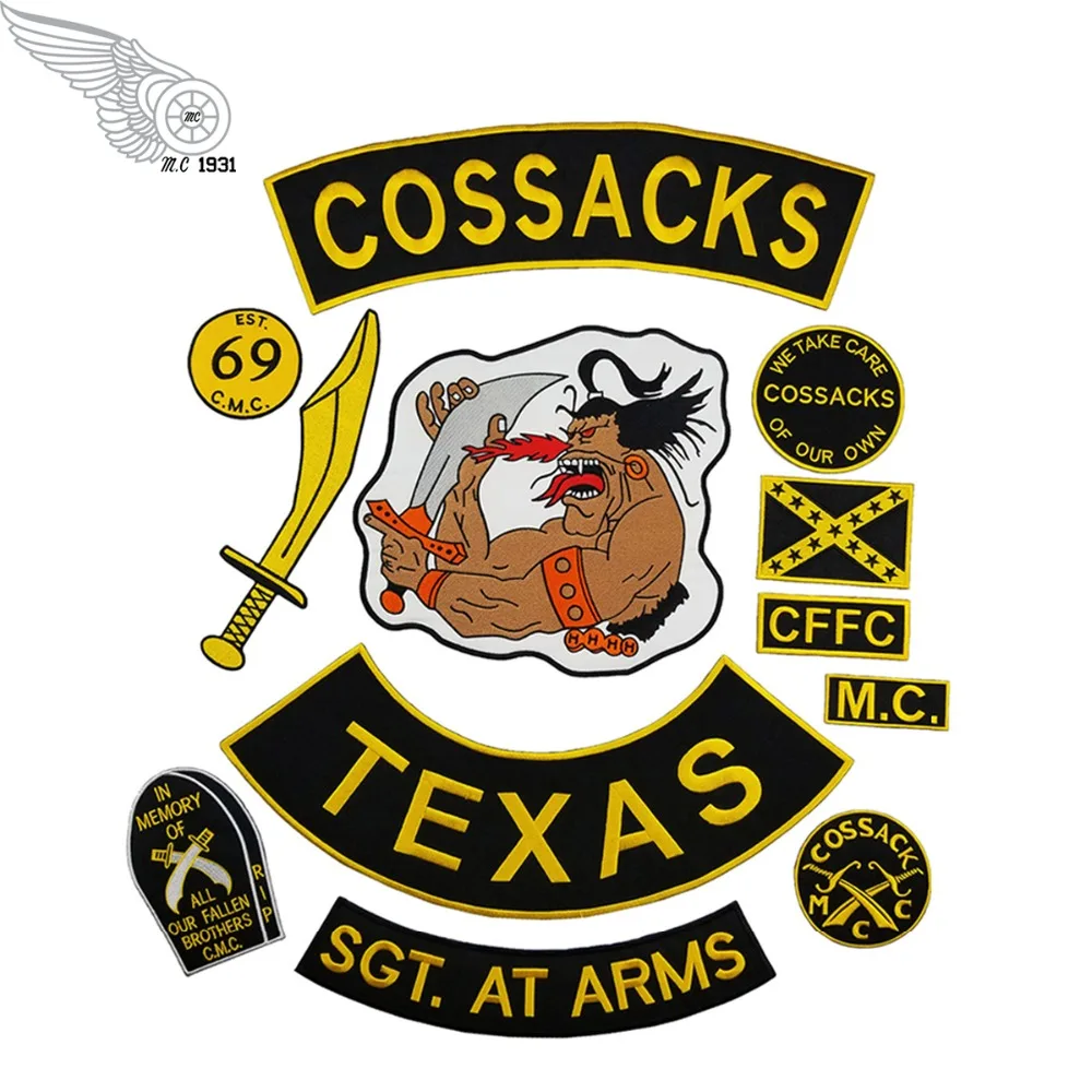 COSSACKS TEXAS MC Embroidered Iron-On Sew On Biker Rider Patch