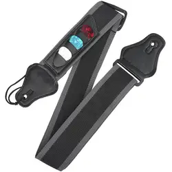 Premium Adjustable Electric Guitar Strap with Integrated Pick Holders & PU Leather Ends (1 Strap with 3 picks)